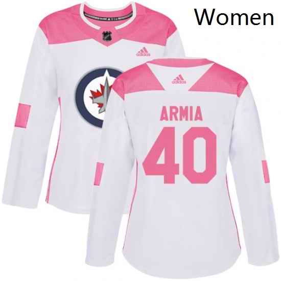 Womens Adidas Winnipeg Jets 40 Joel Armia Authentic WhitePink Fashion NHL Jersey